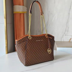 Michael Kors Jet Set Travel Chain Shoulder Tote Bag Witch Dust Bag (70199 Brown)