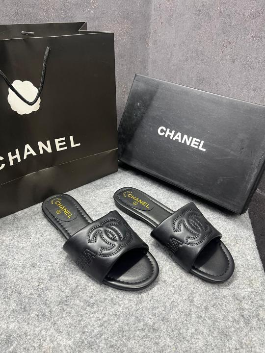 Chanel Lambskin Quilted CC Platform Mules Black With OG Box Carry Bag 21P