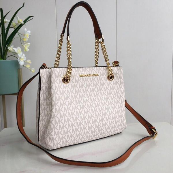Michael Kors Teagan Logo Small Shoulder Bag With Dust Cover & Carry Bag Beige Brown 20051