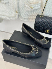 Chanel Ballet Flats Black CC Logo For Women With  Box  & Carry Bag G34087