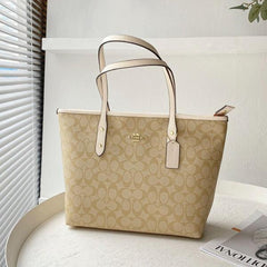 Coach Signature City Tote Bag Apricot Beige With Dust Bag C1741 Apricot Beige