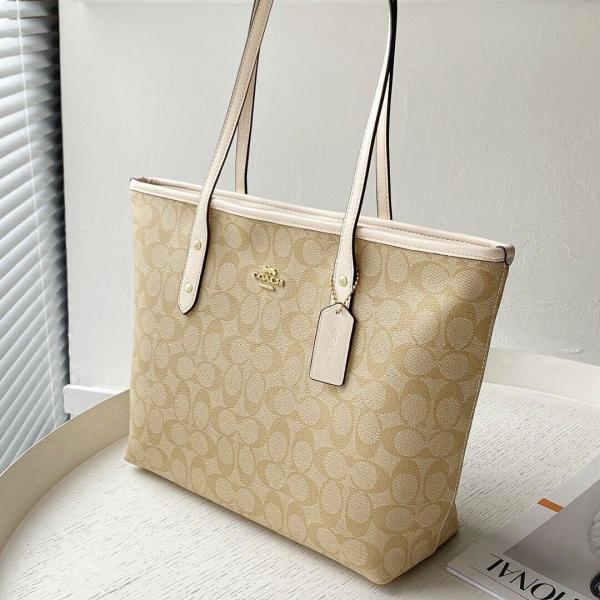Coach Signature City Tote Bag Apricot Beige With Dust Bag C1741 Apricot Beige