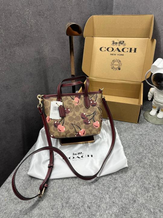 Coach Mini City Teri Toe Shoulder Bag In Signature Canvas Cherry Print OG & Dust Bag 165