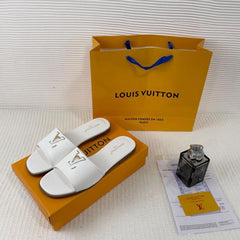 Louis Vuitton LV Mare Flat Mule White With OG Box & Carry Bag