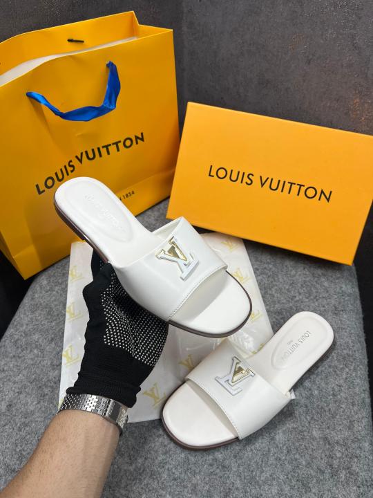 Louis Vuitton LV Mare Flat Mule White With OG Box & Carry Bag