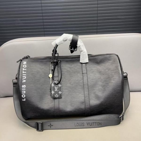 Louis Vuitton Keepall Bandoulire Duffle Bag In Black Leather High Quality Lock & Key 40399