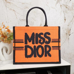 Miss Dior By Christian Dior Graffiti Book Large Tote With OG Box & Dust Bag & Scarf (Orange 41cm)