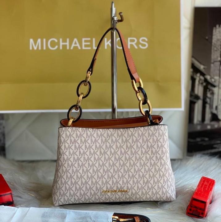 Michael Kors Mk Trisha Shoulder Bag With Dust Bag Beige Brown 20201