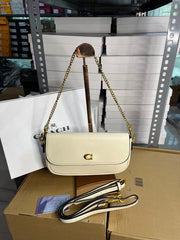 Coach Brook Flap Chain Bag With OG Box Dust Cover CAN90 Beige