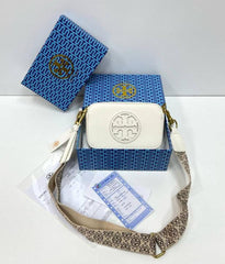 Tory Burch Miller Crossbody Camera Bag White With OG Box & Dust Bag 3300 White