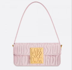 Christian Dior Quilted Miss Dior Flap Shoulderbag With OG Box Dust Bag & 2 belts Pink D2427