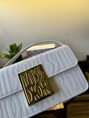 Christian Dior Quilted Miss Dior Flap Shoulderbag With OG Box Dust Bag & 2 belts White D2427