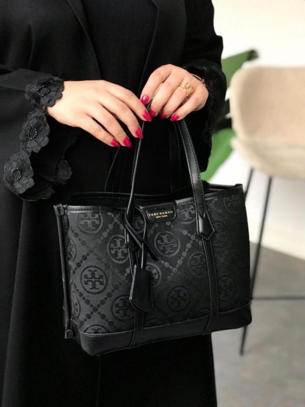Tory Burch Jacquard Tote Bag 30cm With Dust Cover 003 black