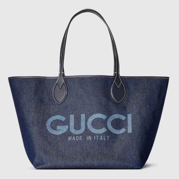 Gucci GG Totissima Supreme Reversible Denim Blue Tote Bag With Dust Bag 820481