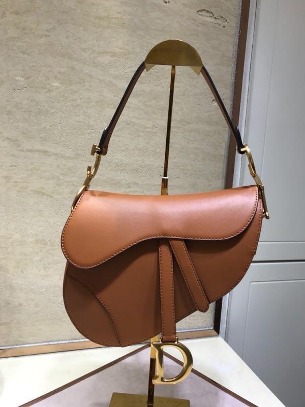 Christian Dior Saddle Bag Brown Leather With OG Box Dust Bag Brown 1806 Brown