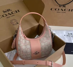 Coach Carmen Shoulder Bag With OG Box Dust Bag 6812 14 Light Pink Cloth