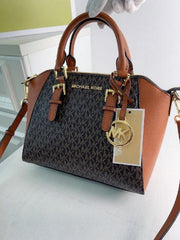 Michael Kors Sienna Medium Satchel Beige Brown Bag With Dust Cover M3015 Coffee Brown