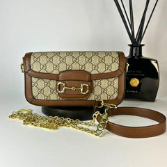 Gucci Horse Bit 1955 GG Monogram Crossbody Sling With OG  Box Dust Bag 88228 Brown