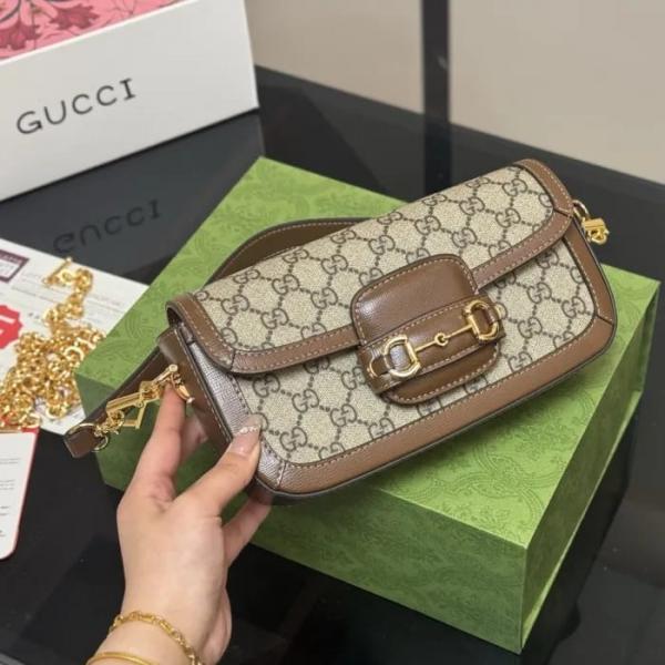 Gucci Horse Bit 1955 GG Monogram Crossbody Sling With OG  Box Dust Bag 88228 Brown