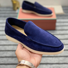 Loro piano Mens Summer Walk Navy Suede loafer Made in italy