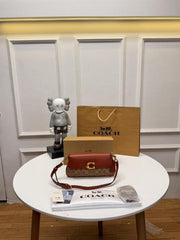 Coach Small Jet Shoulder Bag With OG Box Dust Cover & Carry Bag Apricot Brown CAM16