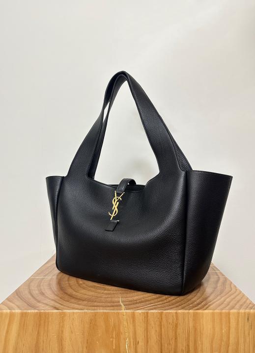 YSL Saint Laurent Le 5 7 Bea Textured leather Black Tote With Dust Cover Carry Bag 6166