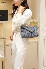 YSL Saint Laurent Puffer Small Shoulder Bag Rode Denim Cloud Cowboy With OG Box Dust Cover & Carry Bag D6042