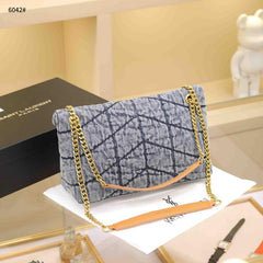 YSL Saint Laurent Puffer Small Shoulder Bag Rode Denim Cloud Cowboy With OG Box Dust Cover & Carry Bag D6042