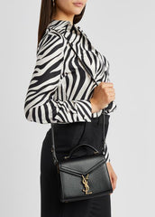 YSL Saint Laurent Cassandra Top Handle Bag With OG Box Dust Cover & Carry Bag 1823 Black