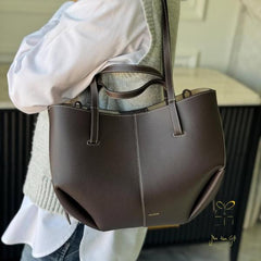 Polene Cyme Large Tote With Wallet & Original Dust Cover Dark Brown