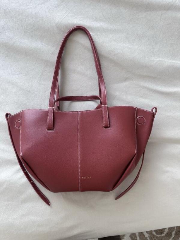Polene Cyme Large Tote With Wallet & Original Dust Cover Maroon Wine