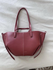 Polene Cyme Large Tote With Wallet & Original Dust Cover Maroon Wine