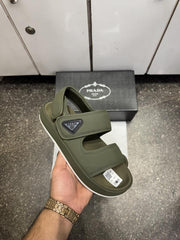 Prada Technical Fabric Sandals Olive Green