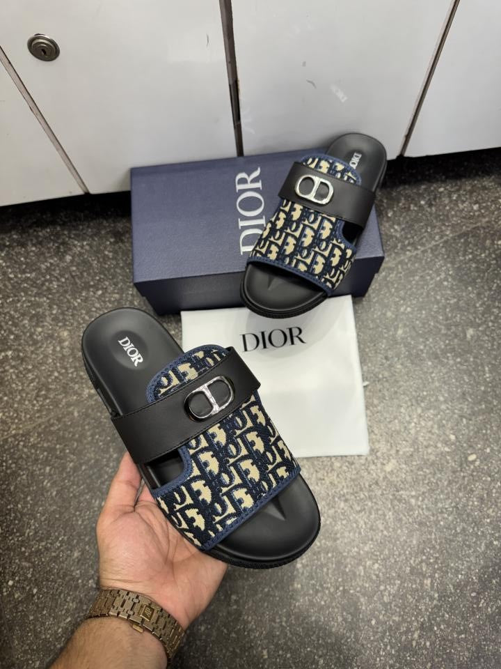Dior Aqua Oblique Sandals Slides Navy Premium