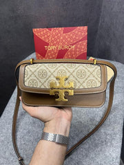 Tory Burch Eleanor T Monogram Small Convertible Shoulder Bag Hazelnut Brown With OG Box & Dust Cover 861568 (Copy) (Copy)