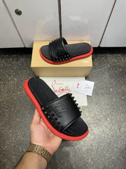 Christian Louboutin Take It Easy Rubber Spike slides Black