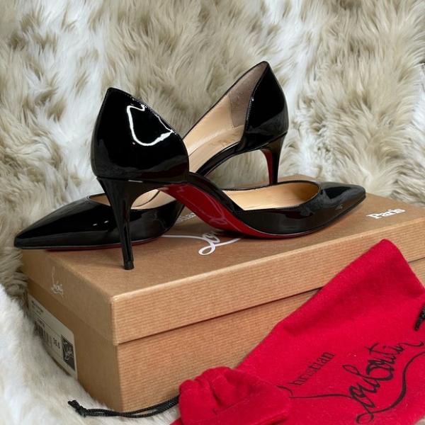 Christian Louboutin Iriza 70 Patent Black High Quality Heels With OG Box Dust Bag A418 Black