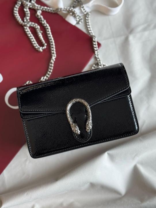 Gucci Dionysus Mini Patent Glossy Black Leather Bag With OG Box Dust Cover & Carry Bag G 2019 Black