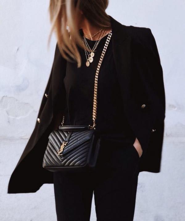 YSL Saint Laurent College Quilted Leather Bag Black With OG Box Dust Cover & Carry Bag 1324 Black
