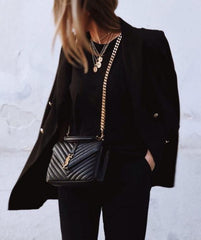 YSL Saint Laurent College Quilted Leather Bag Black With OG Box Dust Cover & Carry Bag 1324 Black