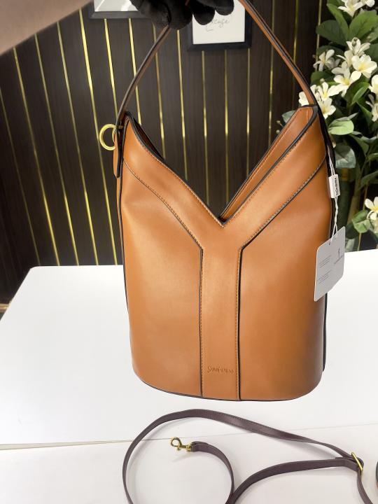 YSL Y top handle bucket bag with dust bag 2535 brown