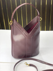 YSL Y top handle bucket bag with dust bag(2535-burgundy)
