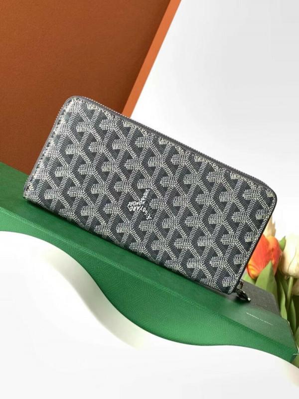 Goyard GM Matignon Continental Zip Wallet Grey Goyardine Coated Canvas With OG Box Grey 60017