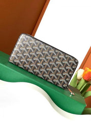 Goyard GM Matignon Continental Zip Wallet Black Goyardine Coated Canvas With OG Box Black 60017