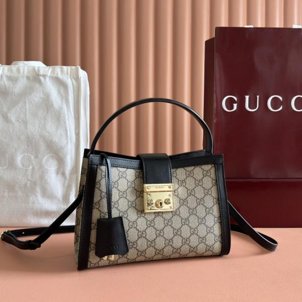 Gucci Padlock Medium Top Handle Bag With OG Box Dust Cover Beige Black 838992