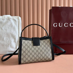 Gucci Padlock Medium Top Handle Bag With OG Box Dust Cover Beige Black 838992