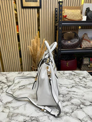 Guess Emera Logo Satchel Hand Bag With Dust Bag (White)