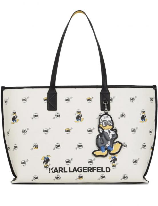 KARL LAGERFIELD WHITE X DISNEY DONALD DUCK PRINT TOTE BAG WITH DUST BAG