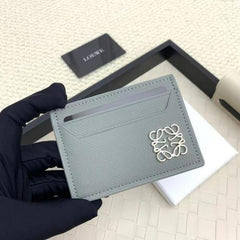 Loewe Card Holder Case Wallet Anagram Hardware Silver With Dust cover & OG Box L1109 Grey