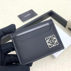 Loewe Card Holder Case Wallet Anagram Hardware Silver With Dust cover & OG Box L1109 Black